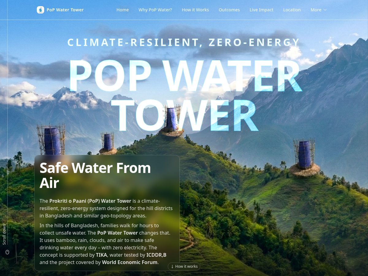 Landing-page snapshot of popwatertower.com