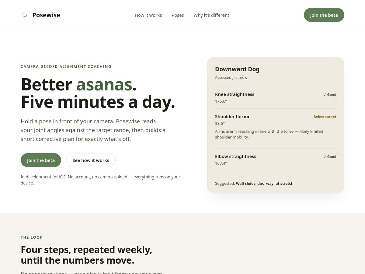 Landing-page snapshot of posewise.app
