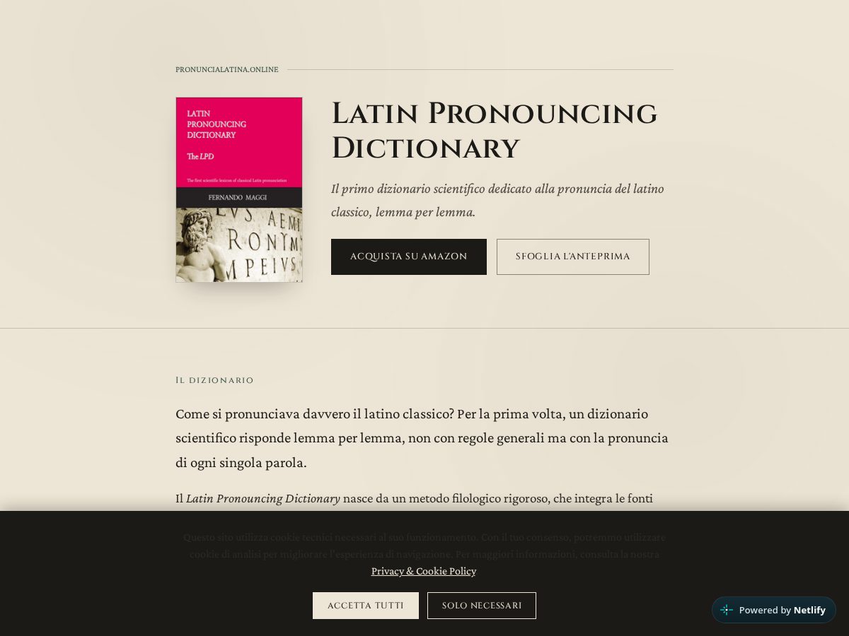 Landing-page snapshot of pronuncialatina.com