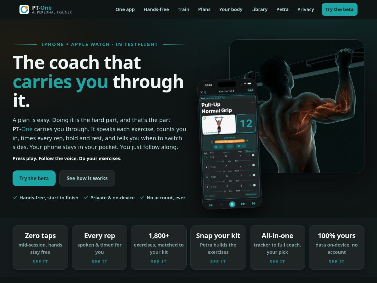 Landing-page snapshot of ptone.app