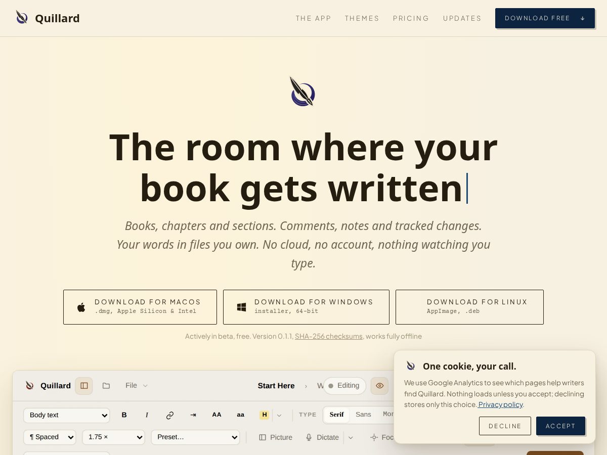 Landing-page snapshot of quillard.app