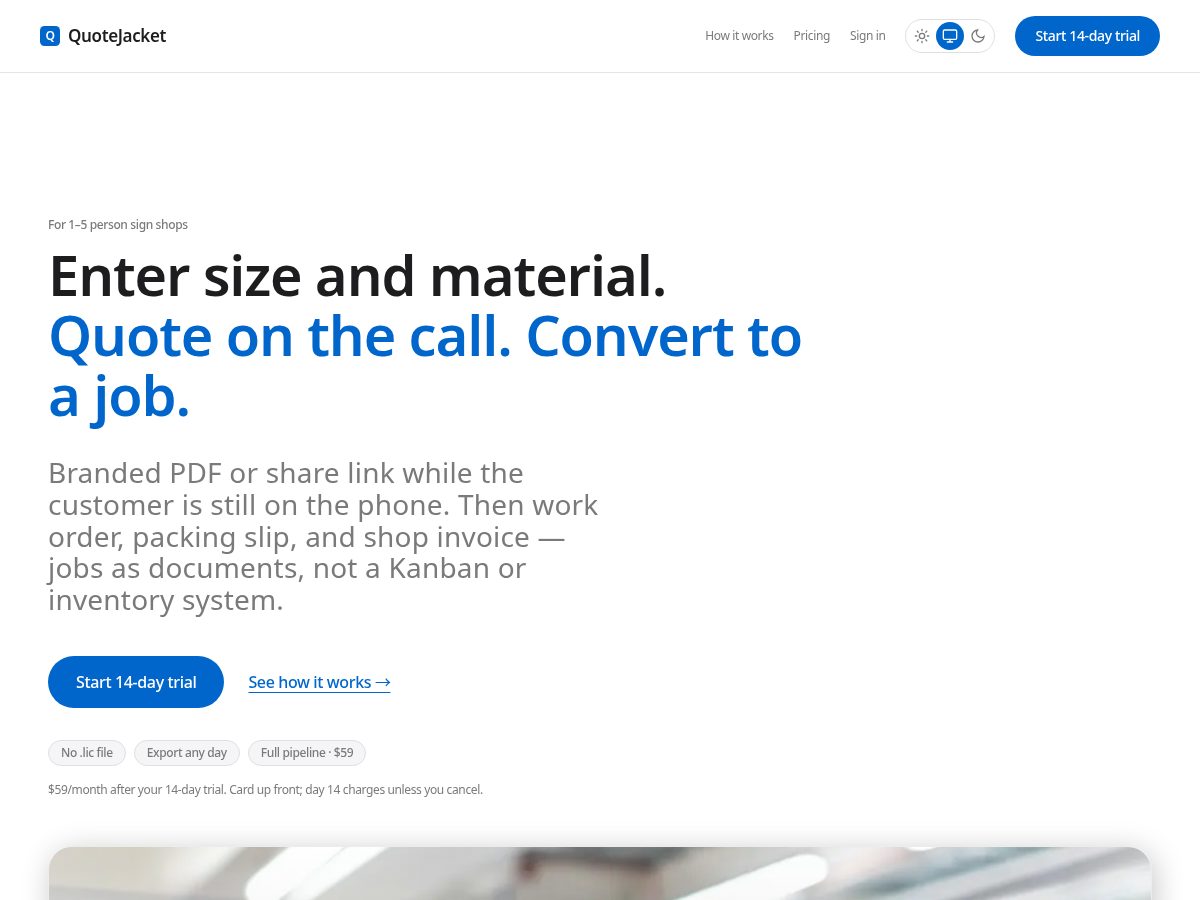 Landing-page snapshot of quotejacket.com