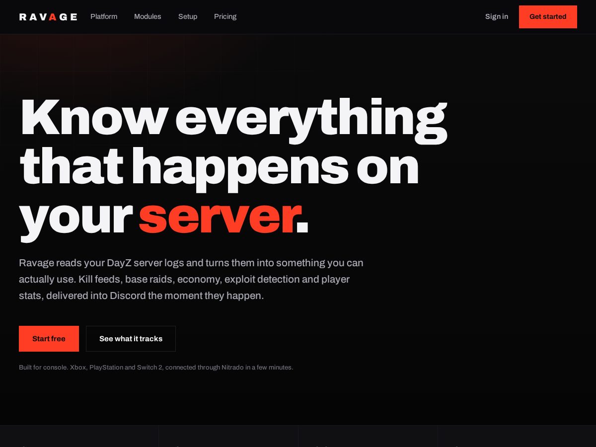 Landing-page snapshot of ravagekillfeed.com