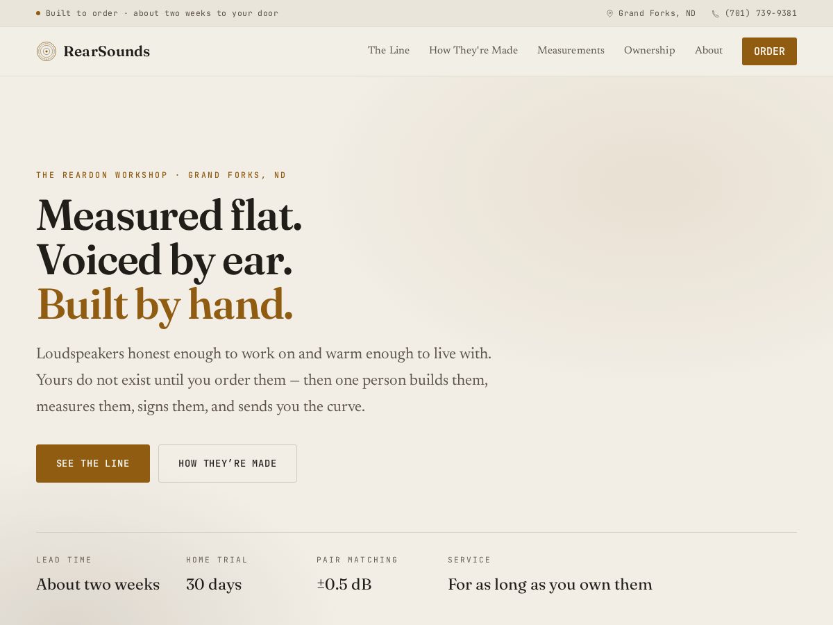 Landing-page snapshot of rearsounds.com