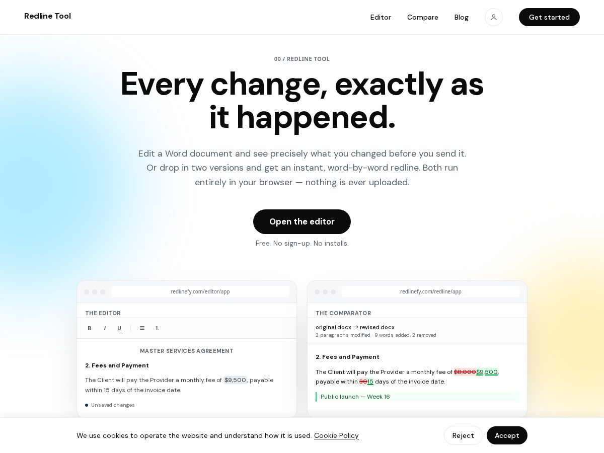 Landing-page snapshot of redlinefy.com