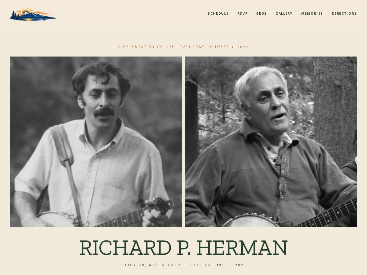 Landing-page snapshot of richardhermancelebration.org