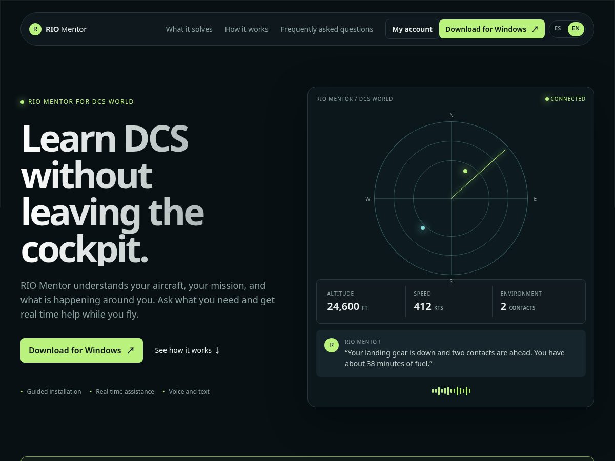 Landing-page snapshot of riomentor.com