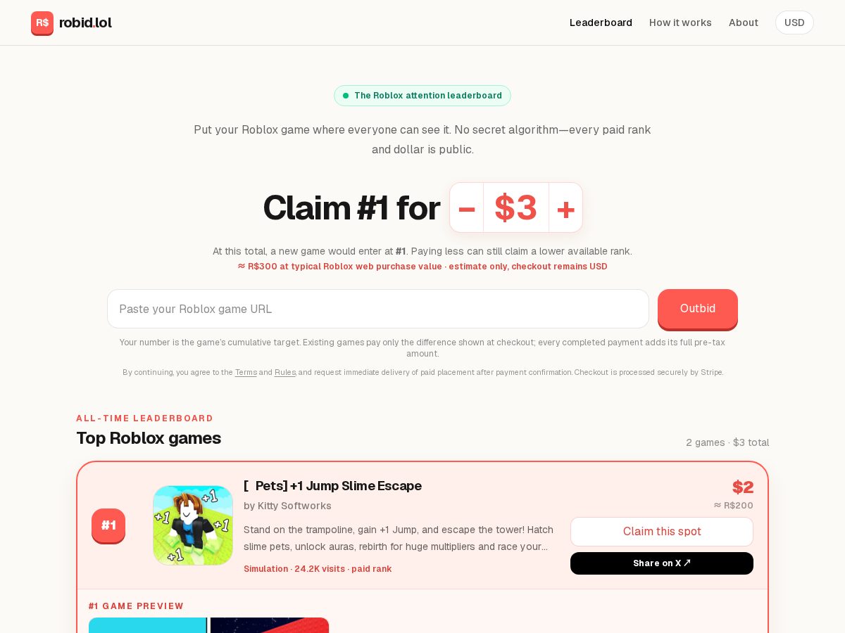 Landing-page snapshot of robid.lol