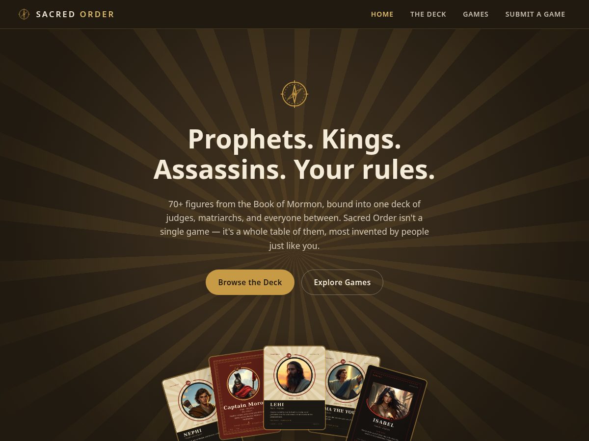 Landing-page snapshot of sacredorder.games