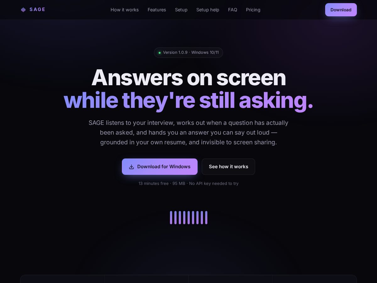 Landing-page snapshot of sagemeeting-ai.xyz