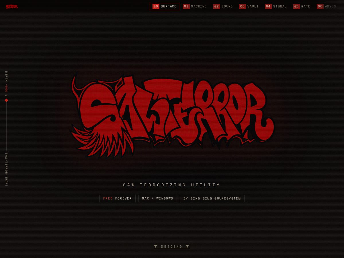 Landing-page snapshot of sawterror.com