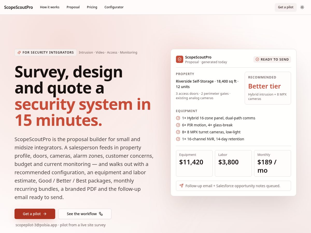 Landing-page snapshot of scopescoutpro.com
