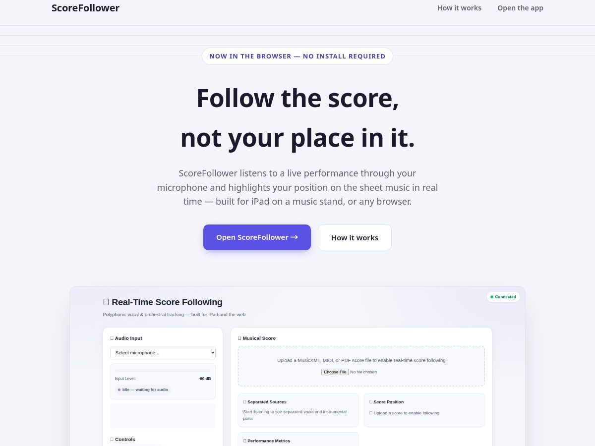 Landing-page snapshot of scorefollower.app