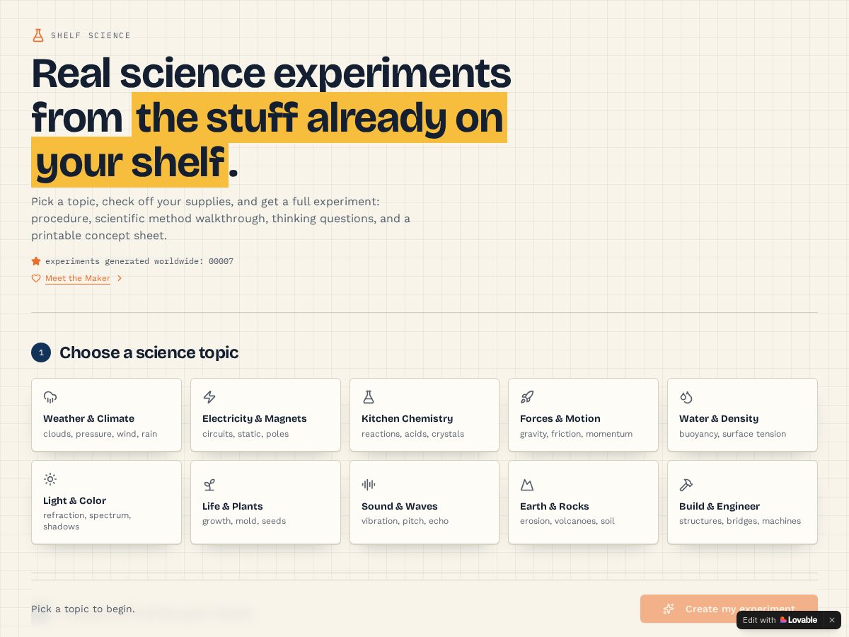Landing-page snapshot of shelfsciencelab.com