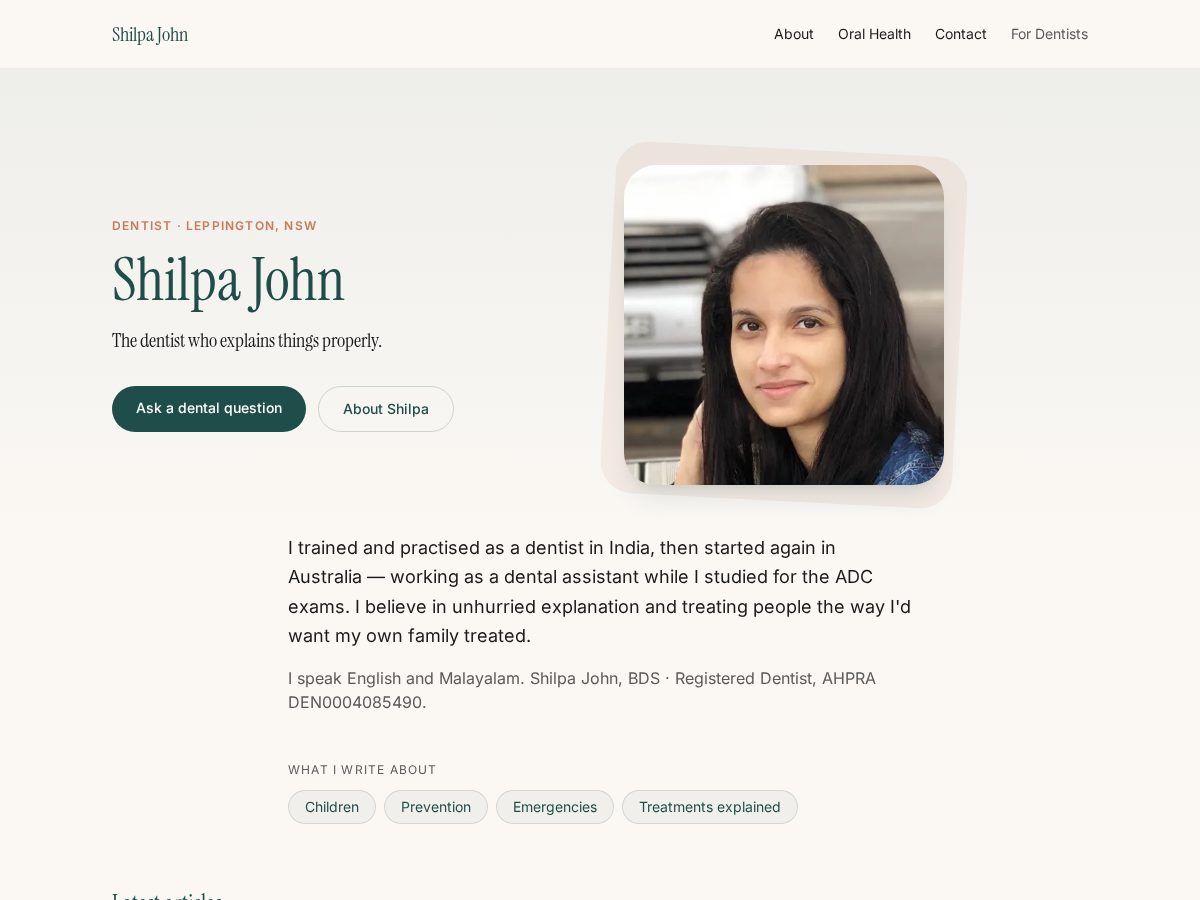 Landing-page snapshot of shilpajohn.com