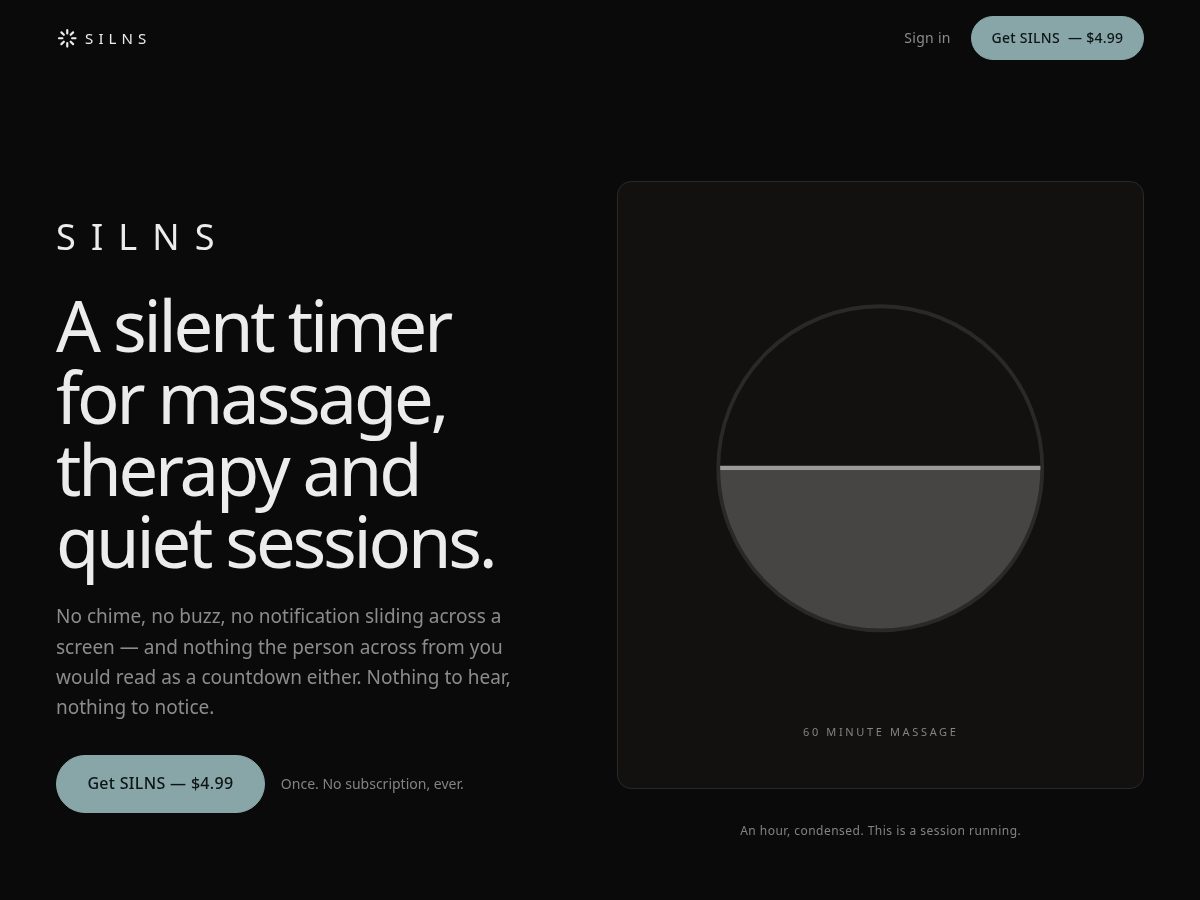 Landing-page snapshot of silns.app