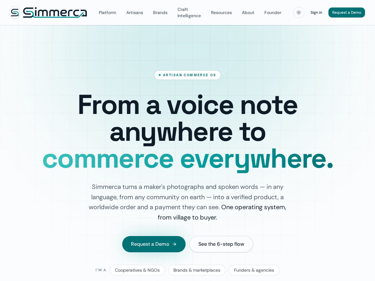 Landing-page snapshot of simmerca.com