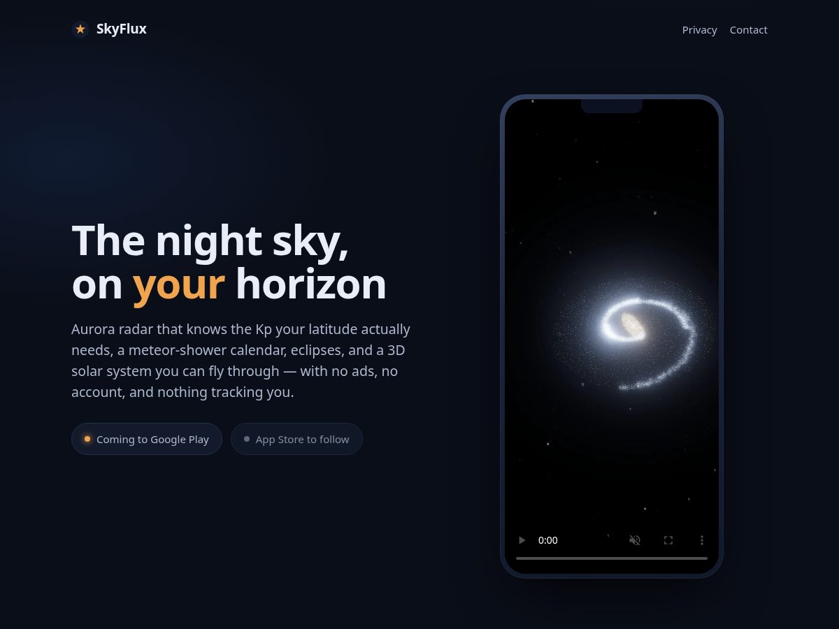 Landing-page snapshot of skyflux.app