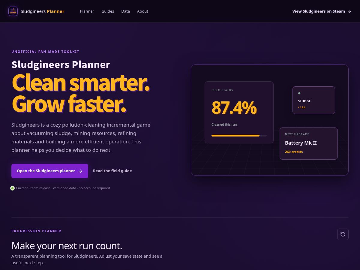 Landing-page snapshot of sludgineersplanner.com
