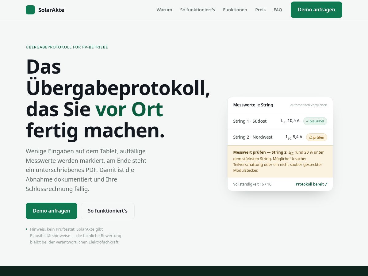 Landing-page snapshot of solarakte.com