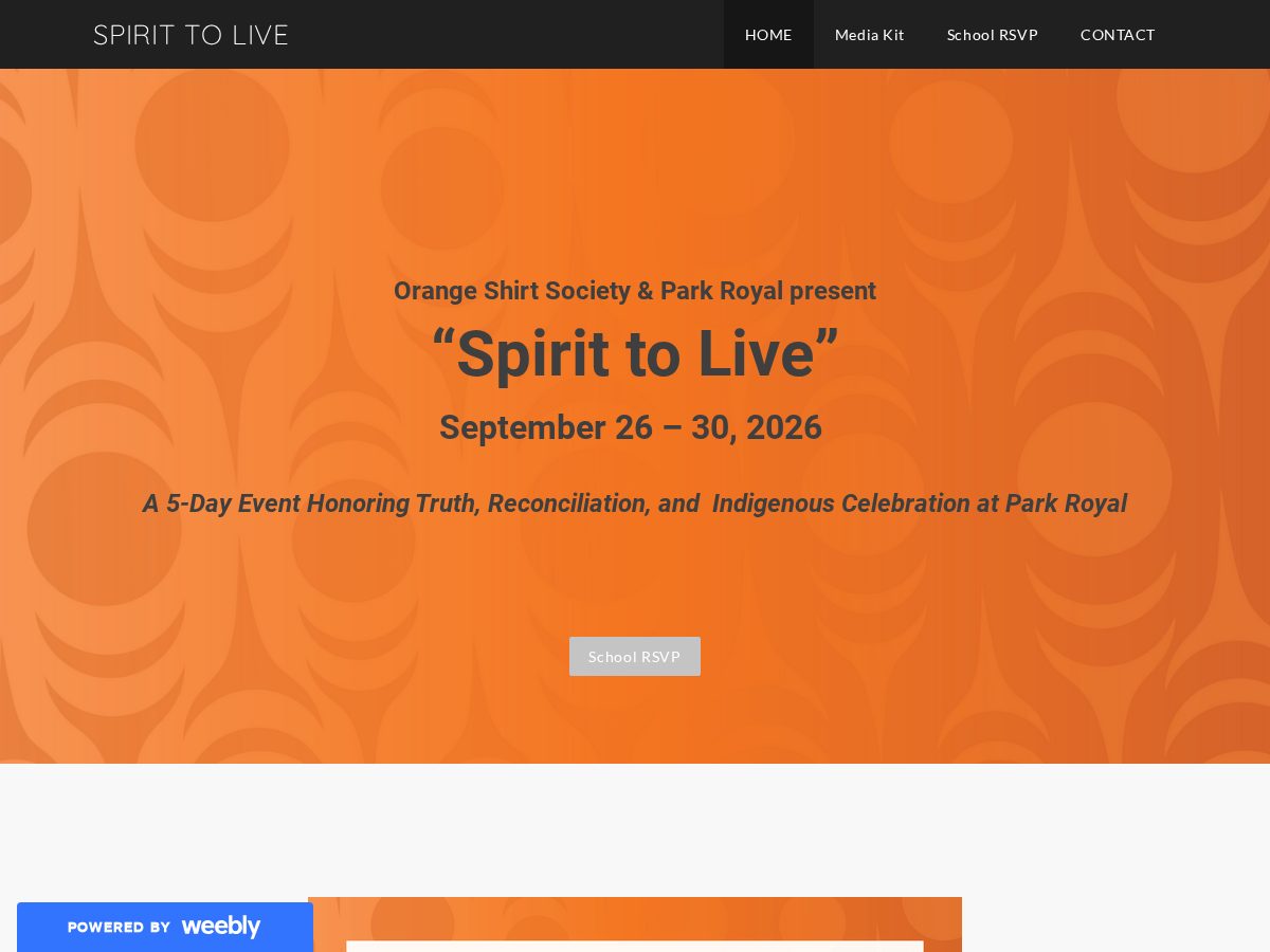 Landing-page snapshot of spirittolive.com