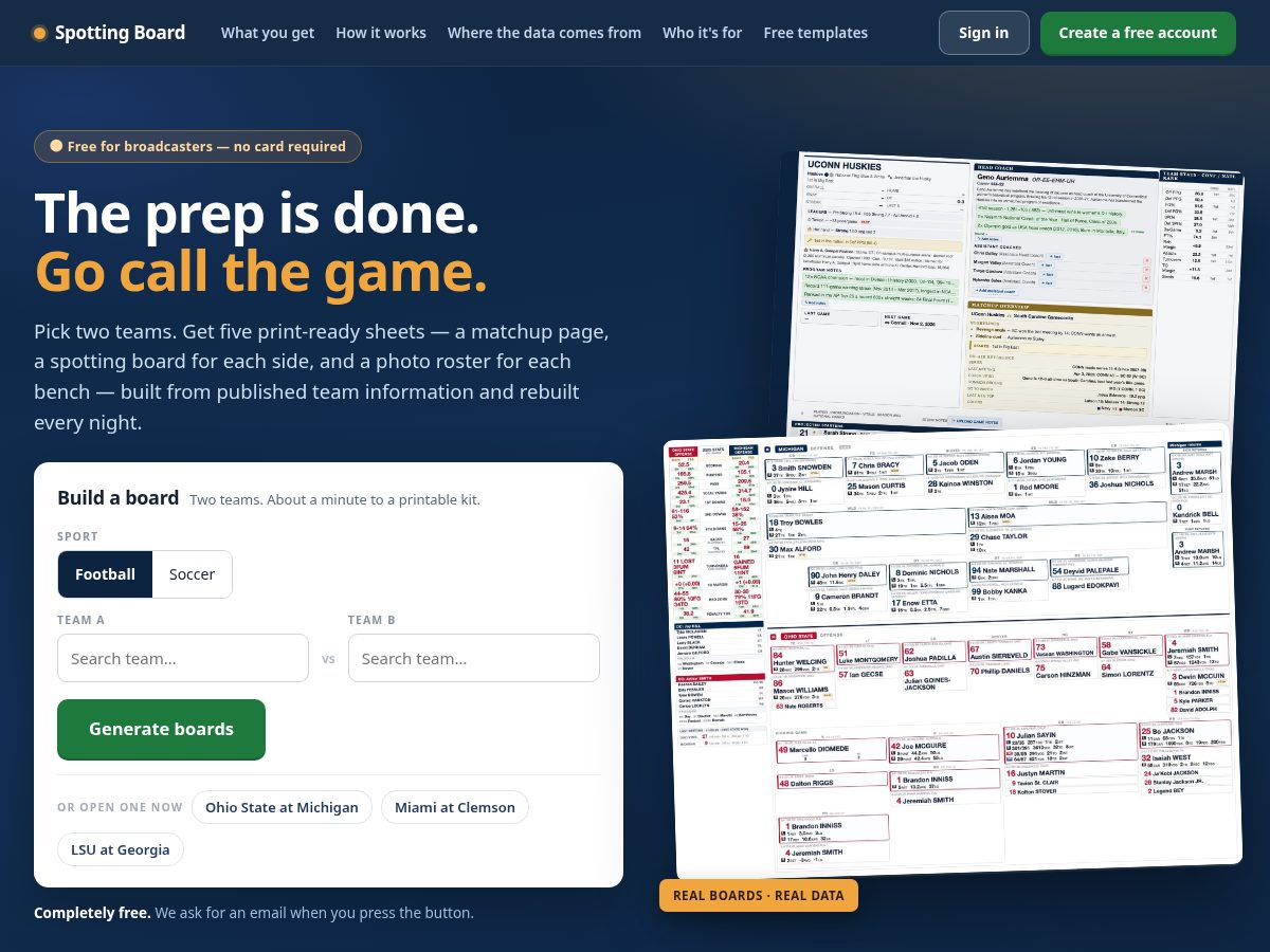 Landing-page snapshot of spottingboards.com