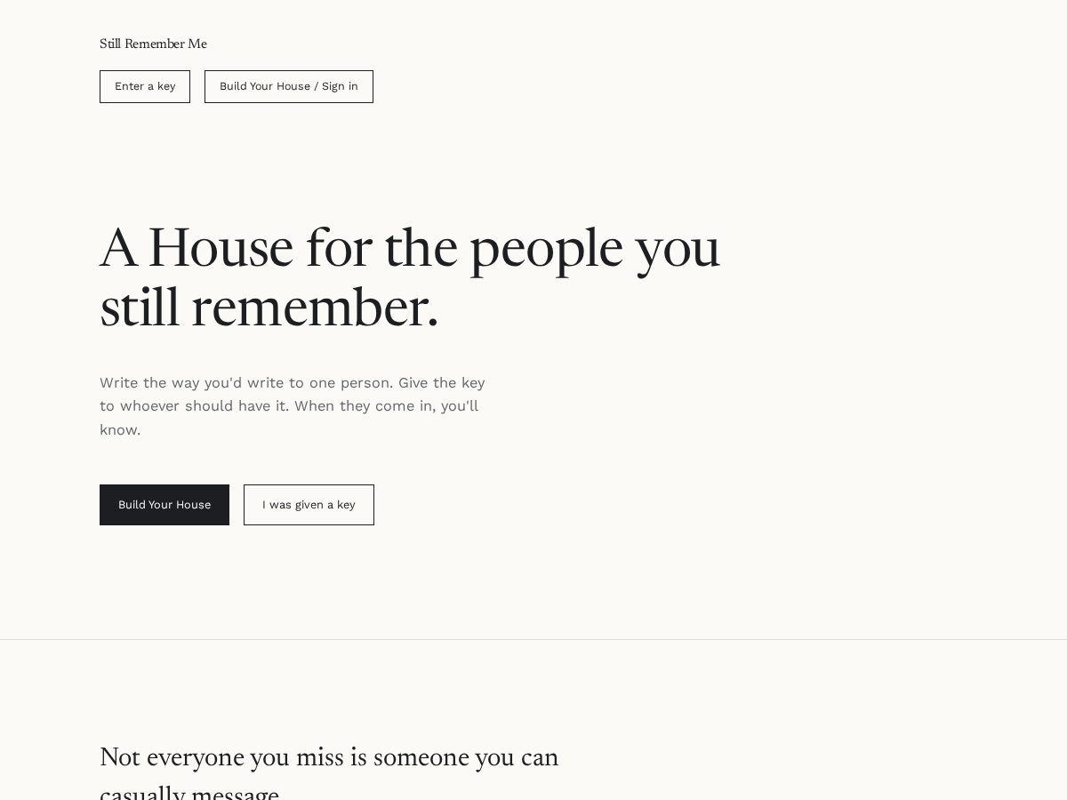 Landing-page snapshot of stillrememberme.com