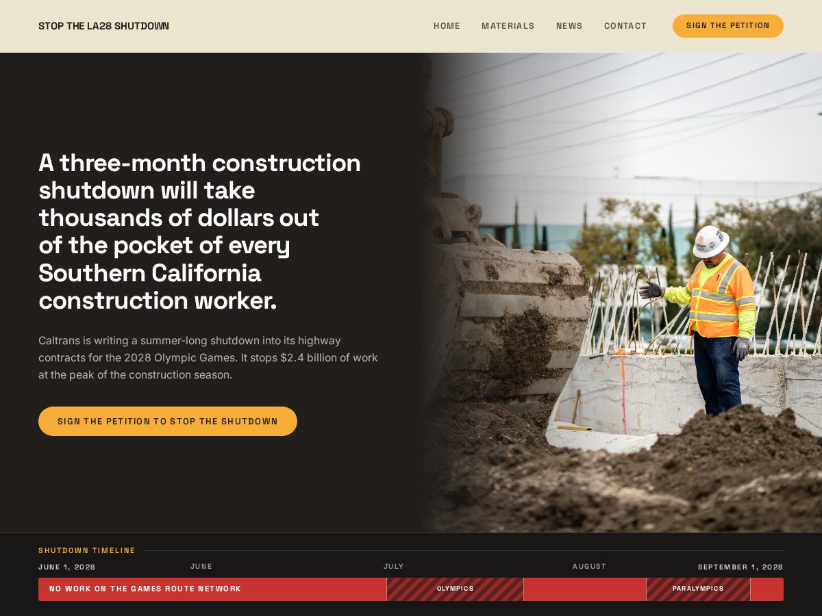 Landing-page snapshot of stoptheshutdown.org