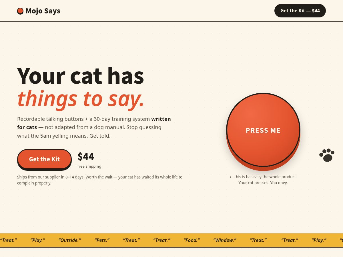 Landing-page snapshot of talktomojo.com