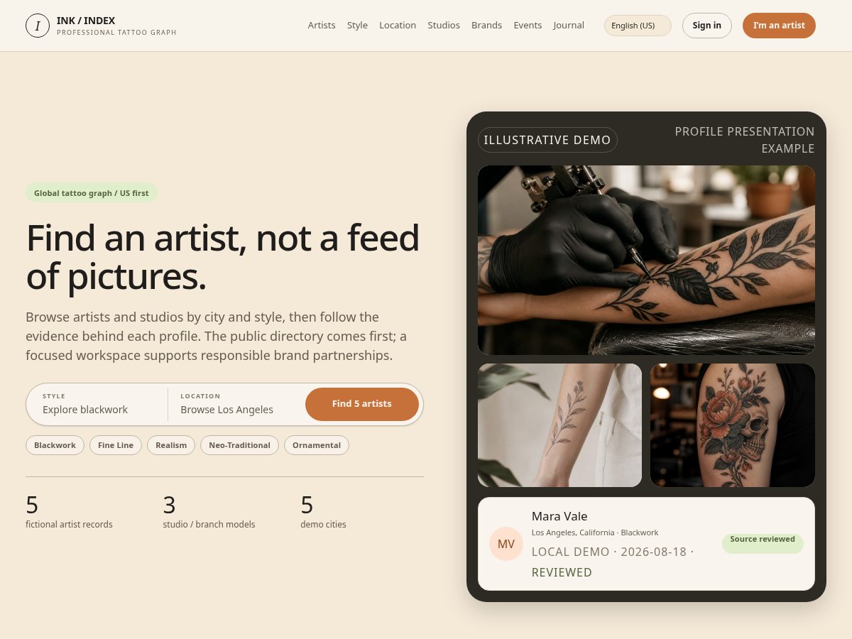 Landing-page snapshot of tattoograph.com