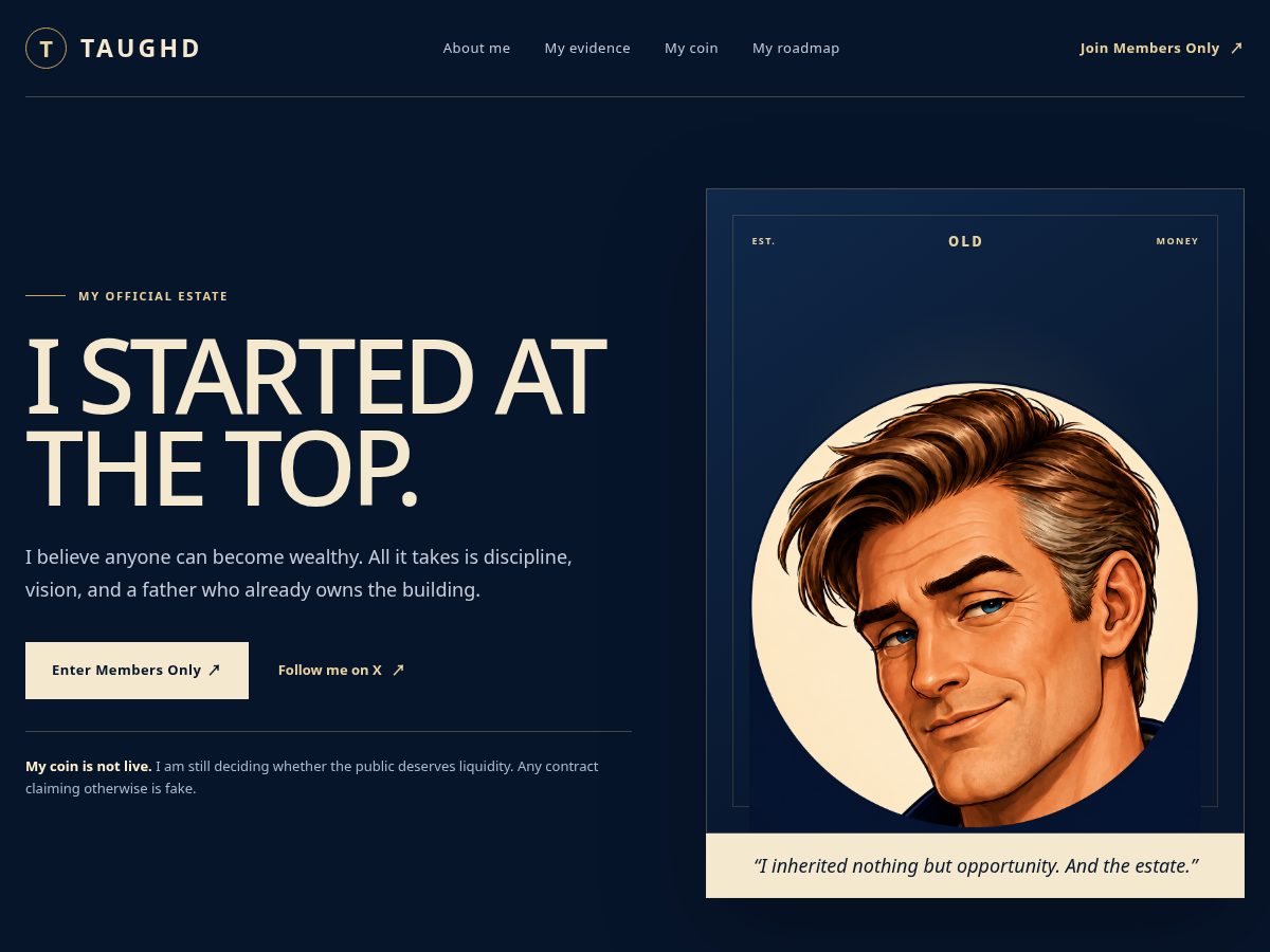 Landing-page snapshot of taughd.com