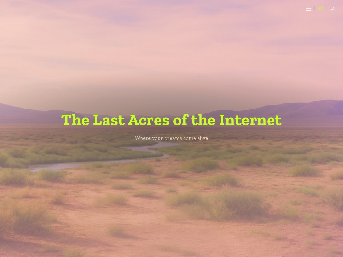 Landing-page snapshot of the-last-acres-of-the-internet.com
