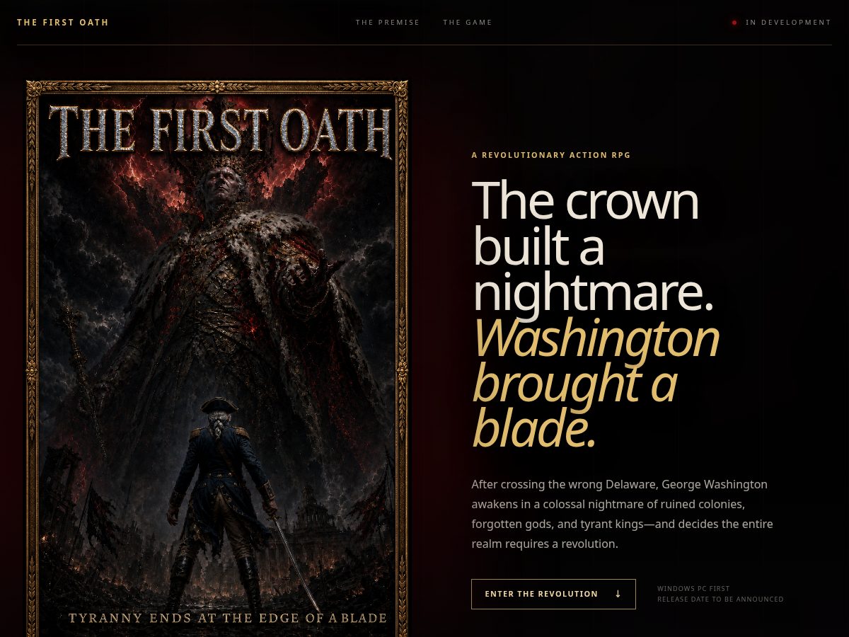 Landing-page snapshot of thefirstoath.com