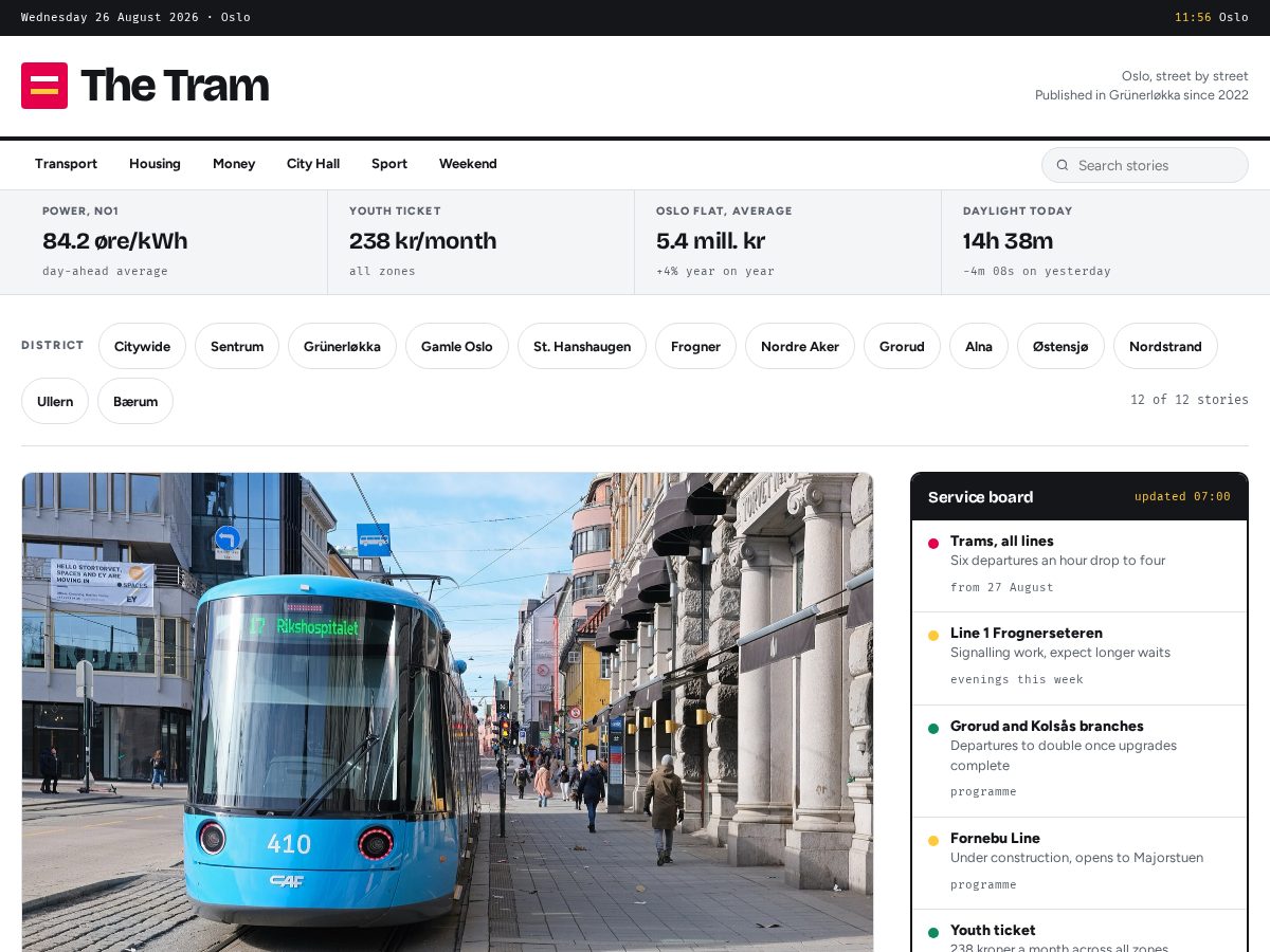 Landing-page snapshot of thetram.digital