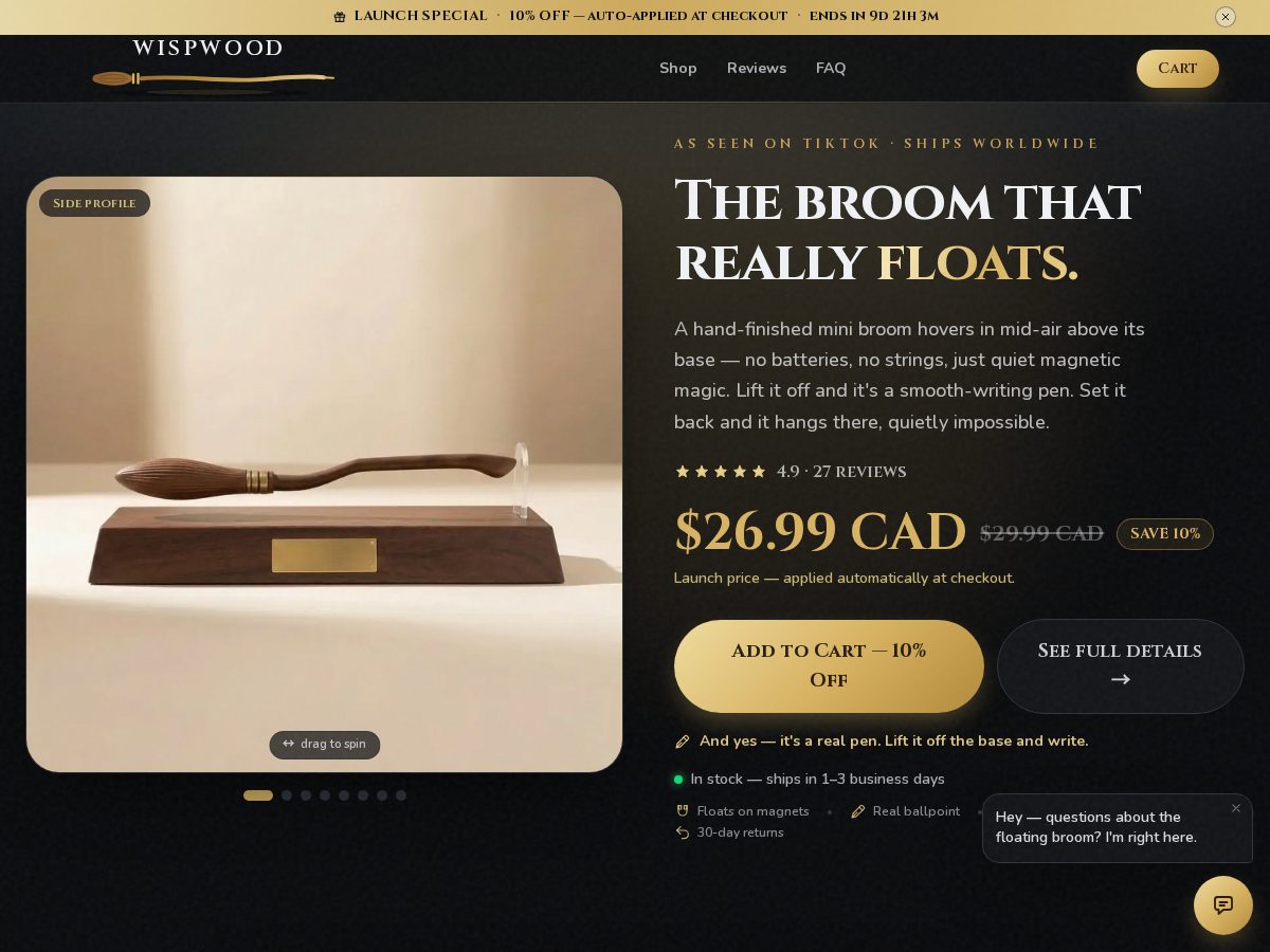 Landing-page snapshot of thewispwood.com
