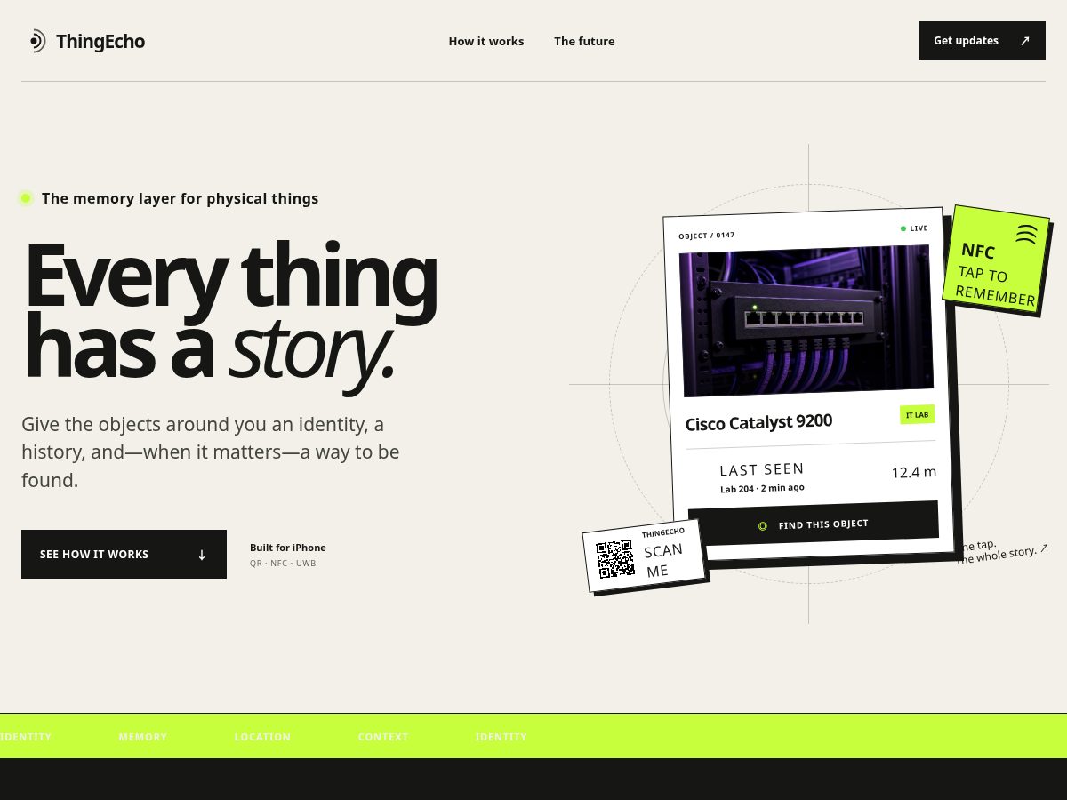 Landing-page snapshot of thingecho.com