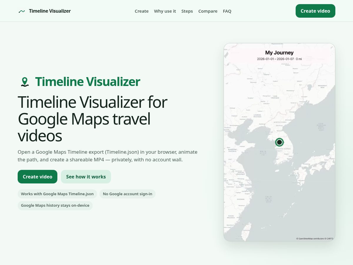 Landing-page snapshot of timelinevisualizer.world