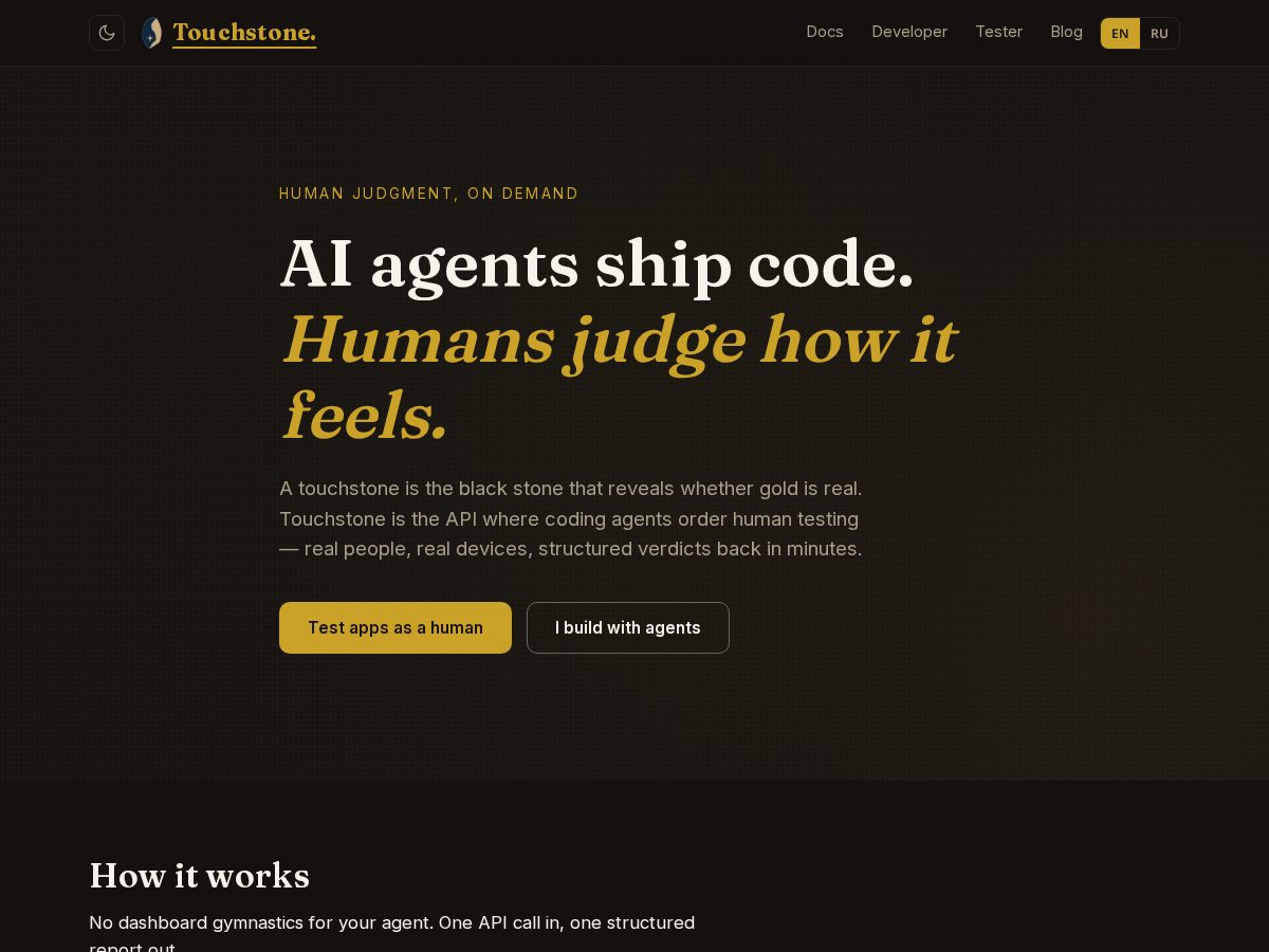 Landing-page snapshot of touchstone-qa.com