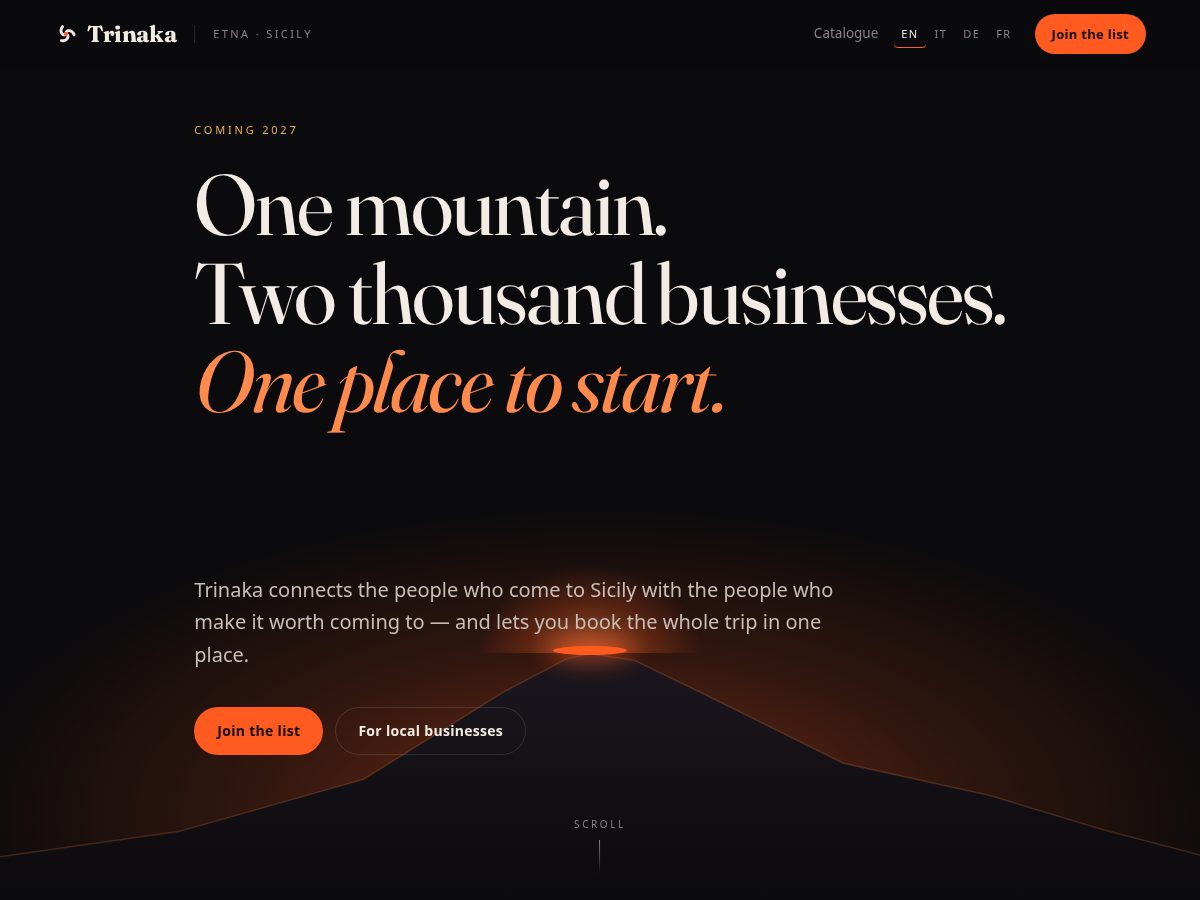 Landing-page snapshot of trinaka.com