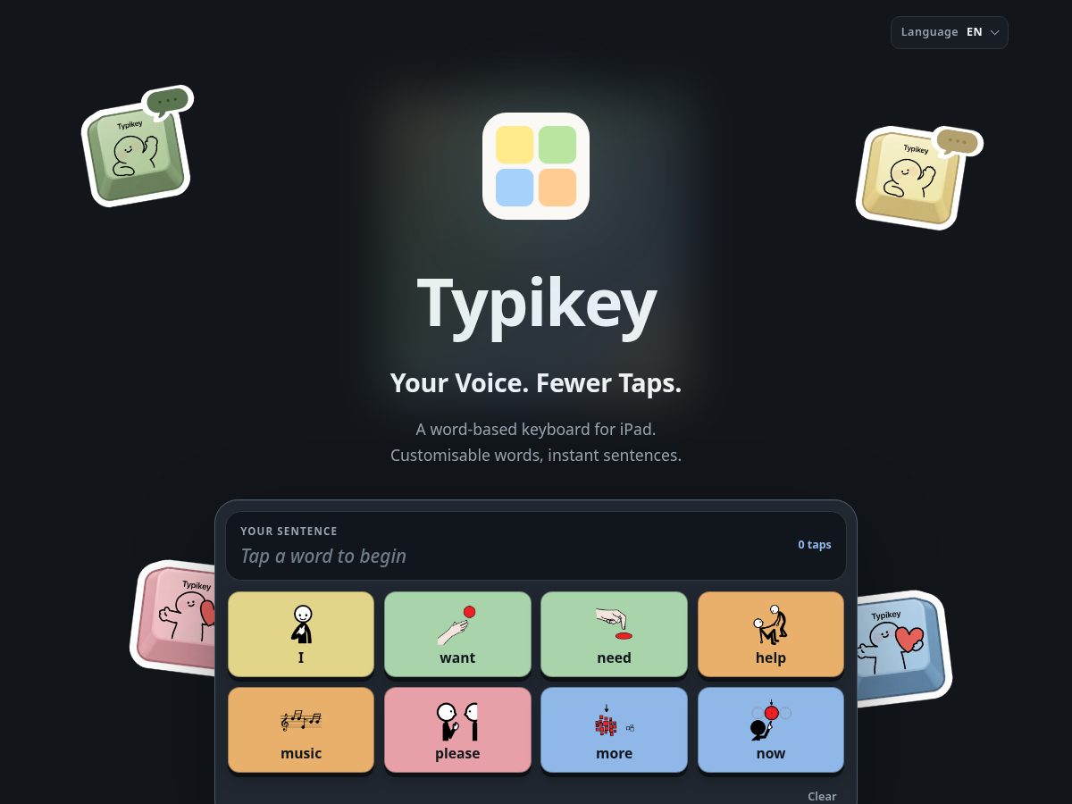 Landing-page snapshot of typikey.app