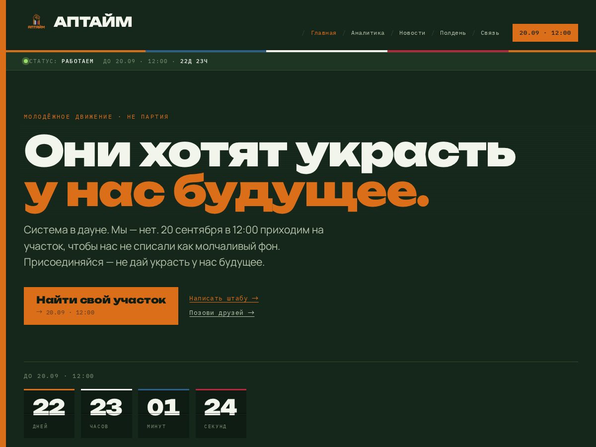 Landing-page snapshot of uptime-today.info