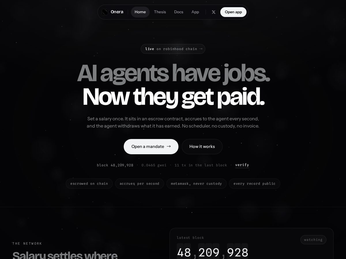 Landing-page snapshot of useonera.tech