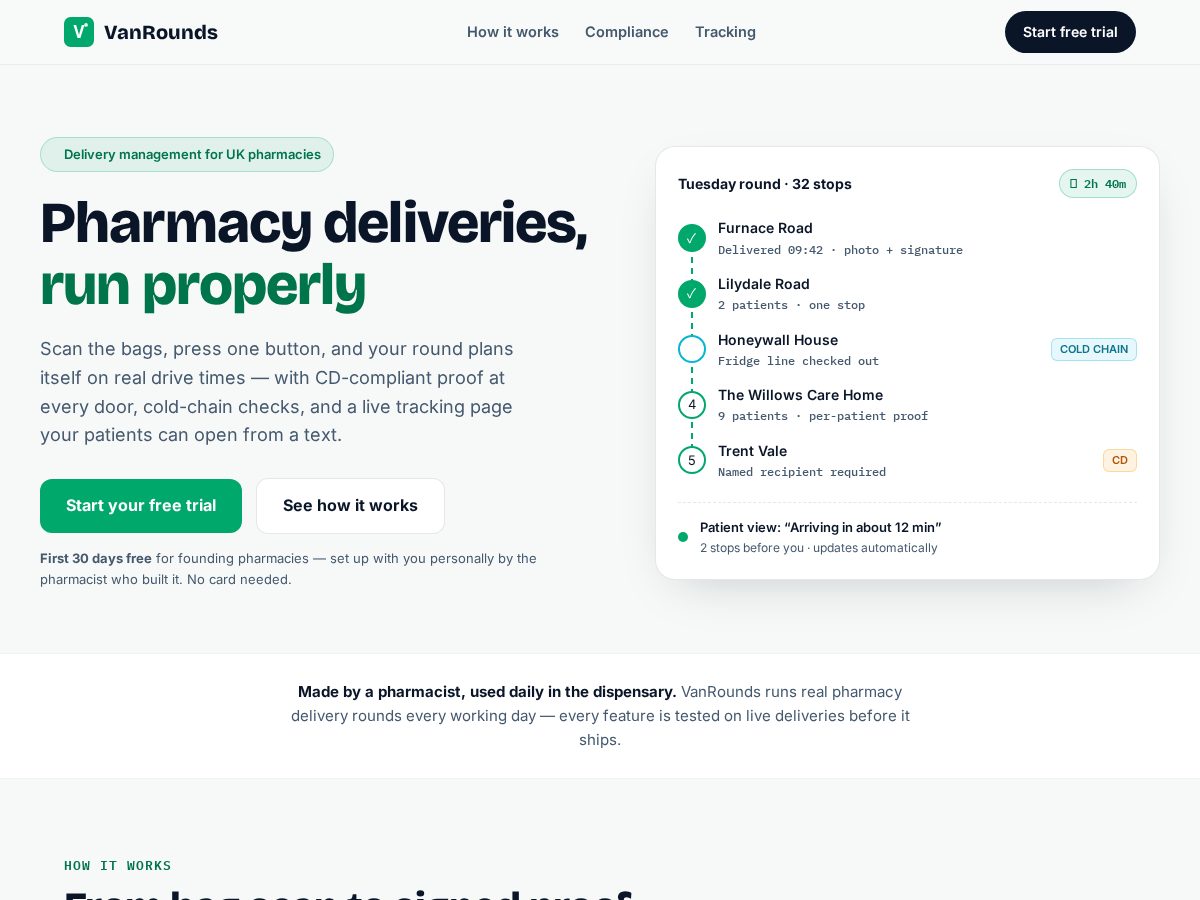 Landing-page snapshot of vanrounds.com