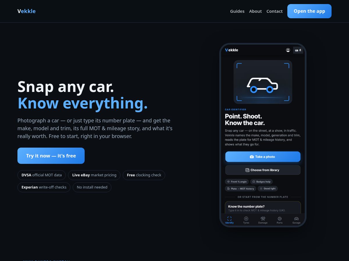 Landing-page snapshot of vekkle.com