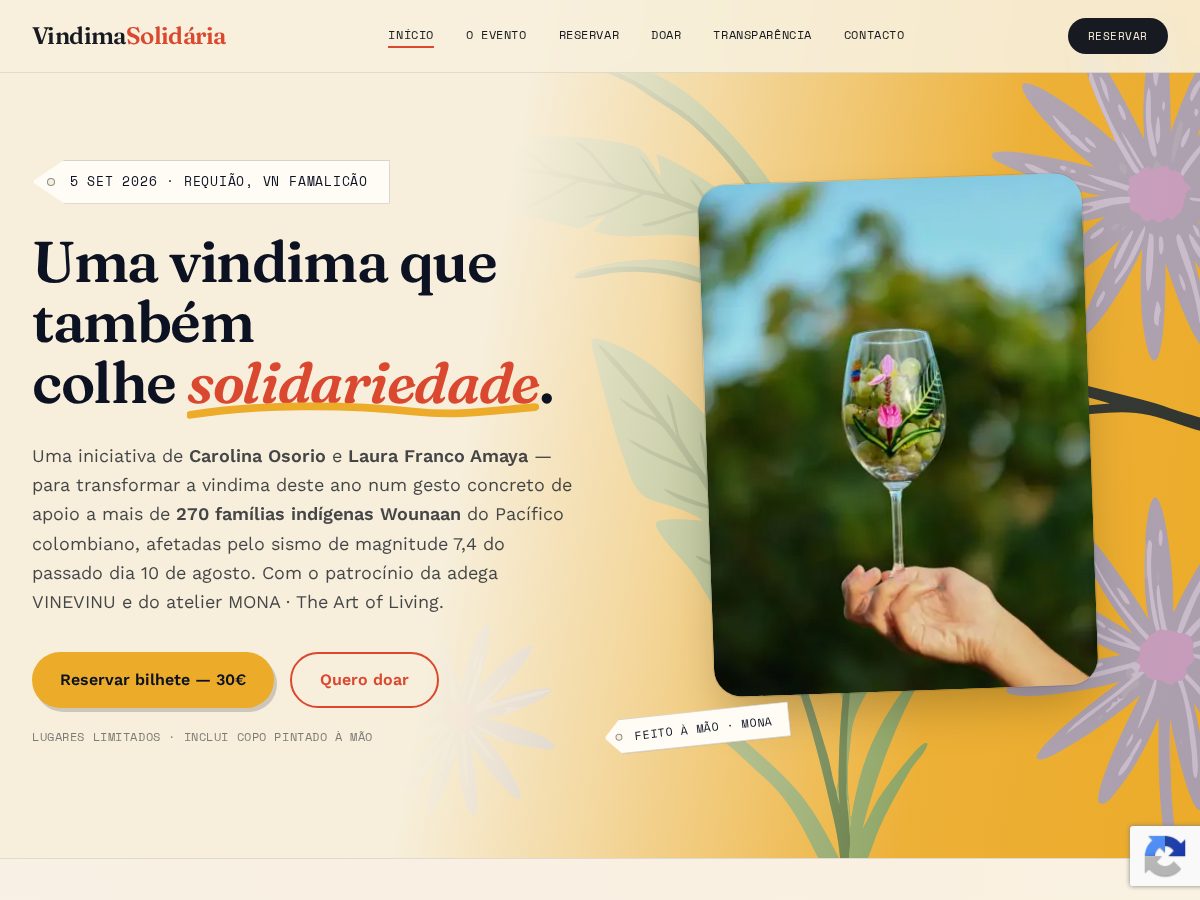 Landing-page snapshot of vindimasolidaria.com