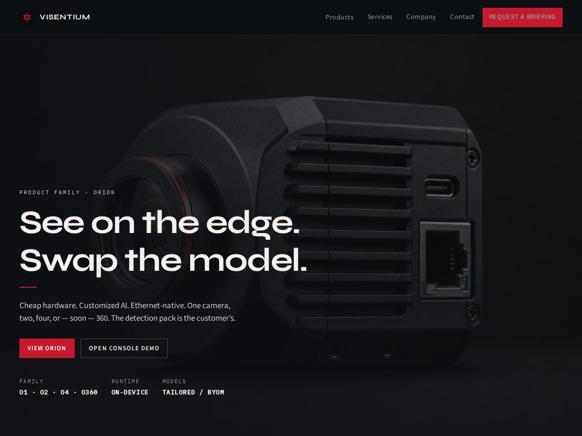 Landing-page snapshot of visentium.com