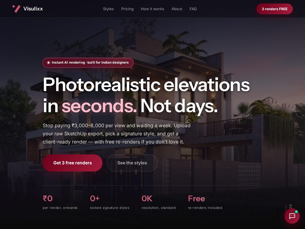 Landing-page snapshot of visulixx.com