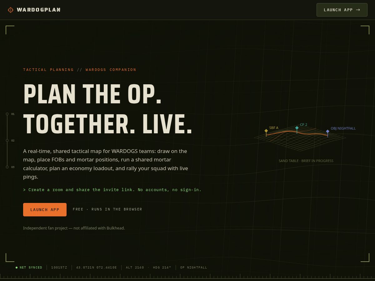 Landing-page snapshot of wardogplan.com