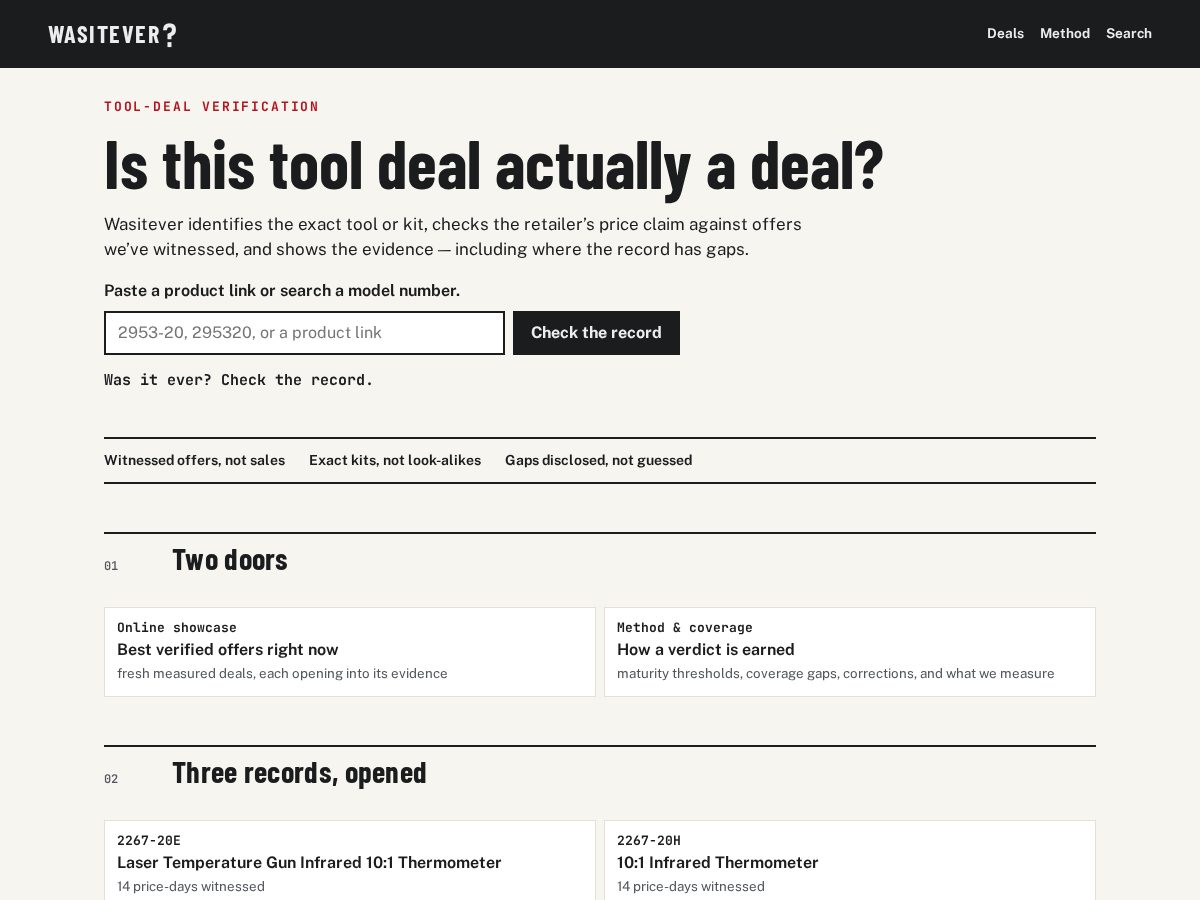 Landing-page snapshot of wasitever.net