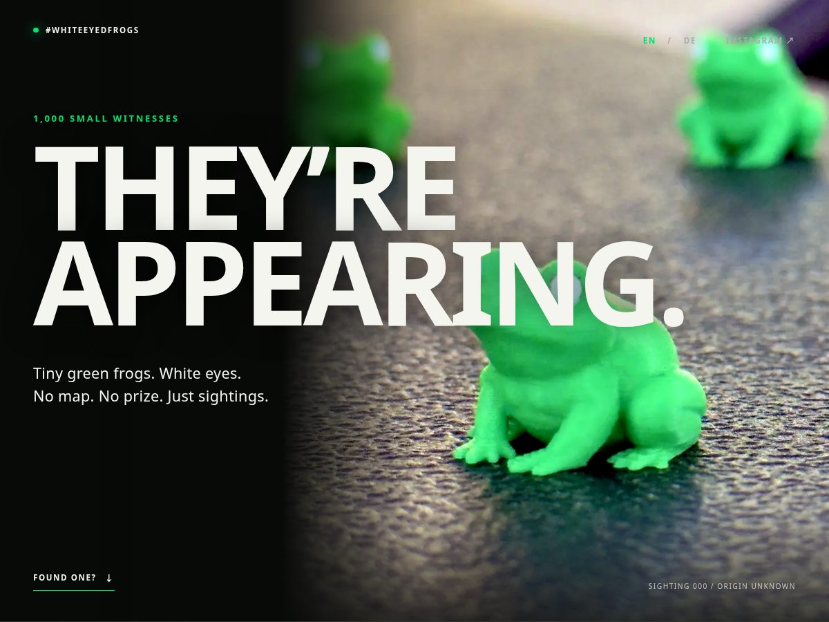 Landing-page snapshot of whiteeyedfrogs.com